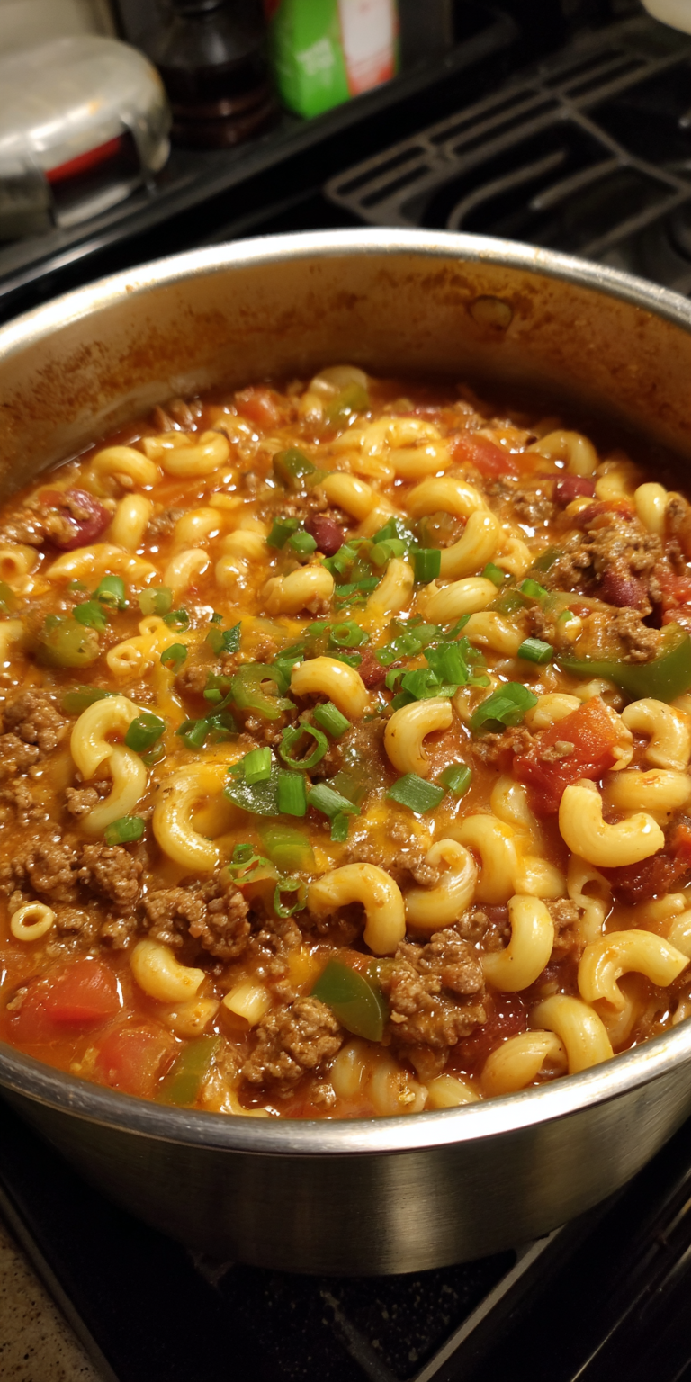 One Pot Chili Mac Simple Dinner Ideas served warm with cozy spices