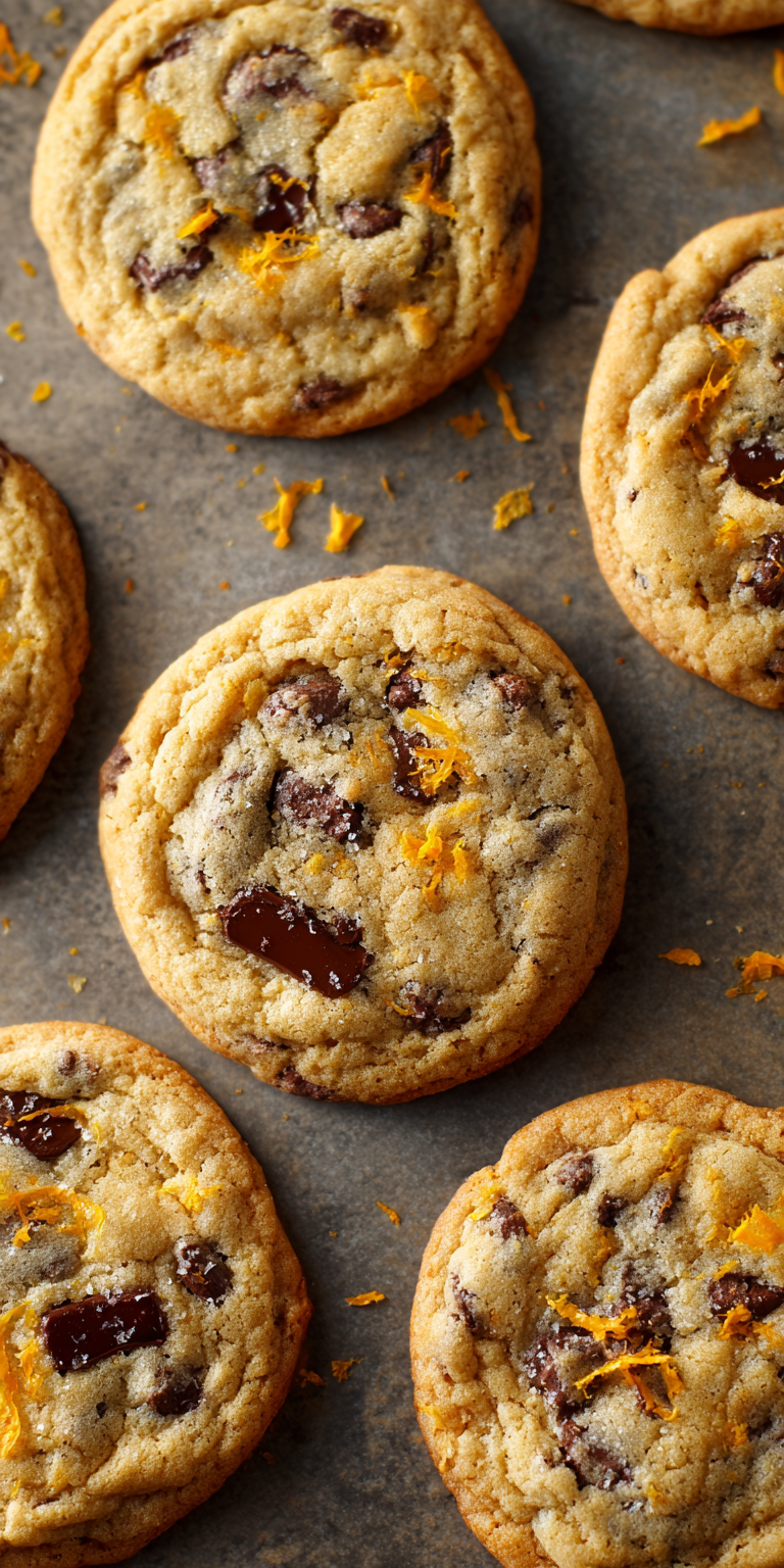 Orange Zest Dark Chocolate Chip Cookies served warm with cozy spices