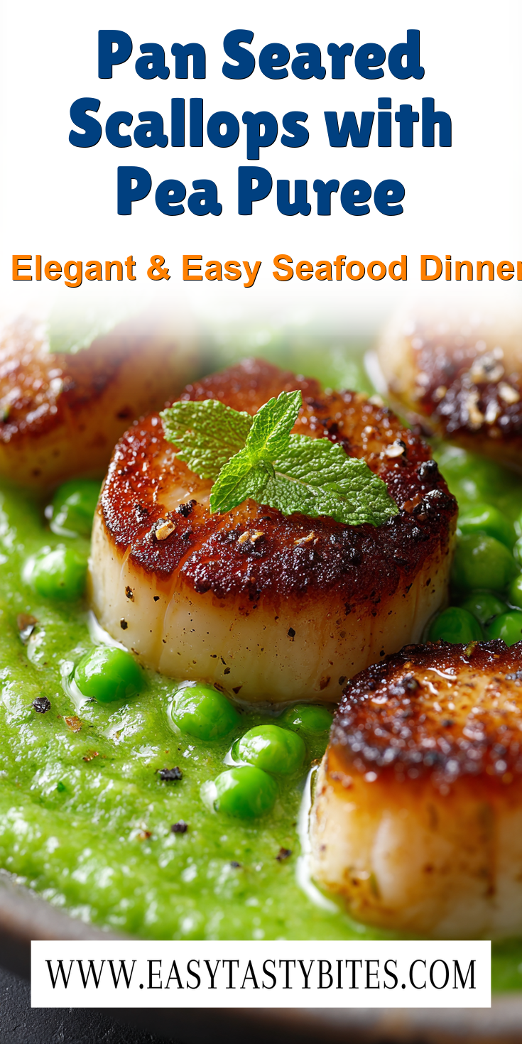 Pan Seared Scallops with Pea Puree served warm with cozy spices