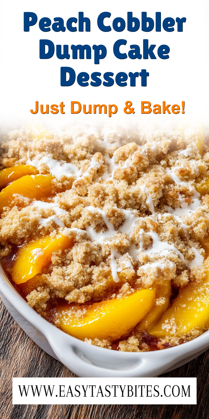 Peach Cobbler Dump Cake Dessert served warm with cozy spices