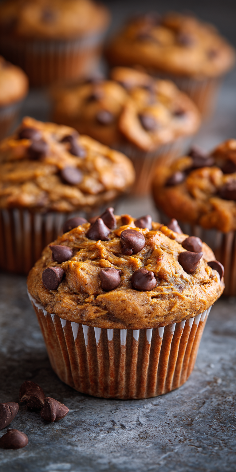 Peanut Butter Banana Chip Muffins served warm with cozy spices