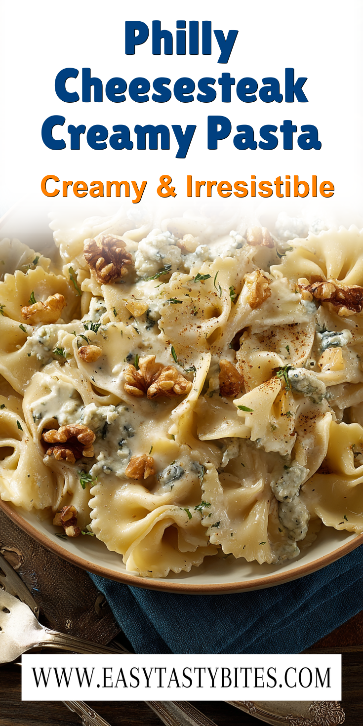 Philly Cheesesteak Creamy Pasta served warm with cozy spices
