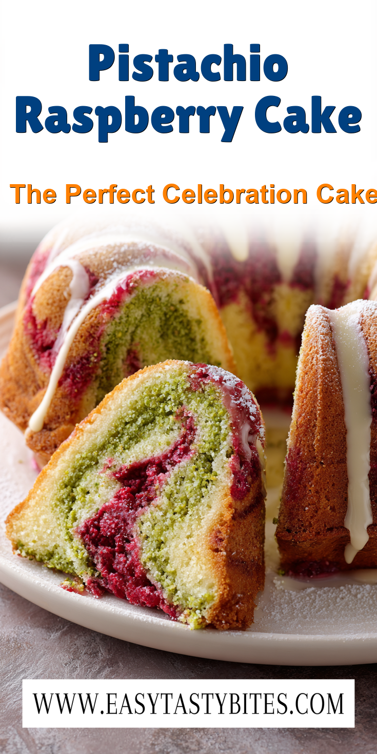 Pistachio Raspberry Cake served warm with cozy spices