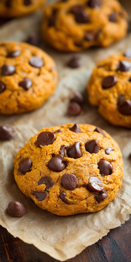 Pumpkin Chocolate Chip Cookies served warm with cozy spices