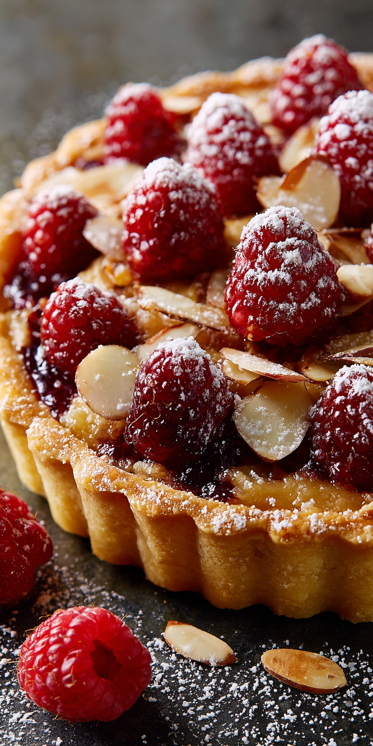 Raspberry Almond Tart French Style served warm with cozy spices