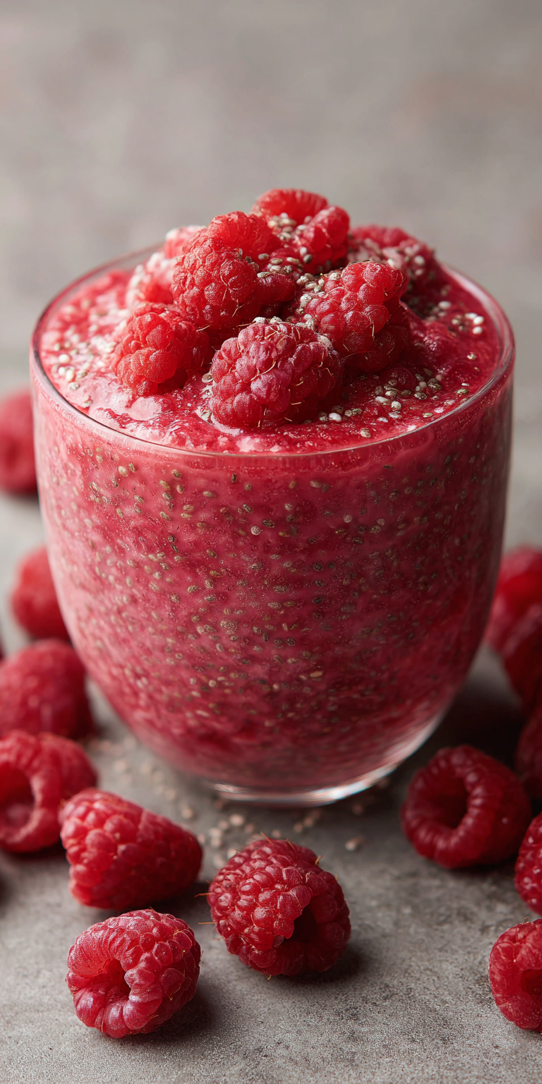 Raspberry Keto Chia Pudding served warm with cozy spices