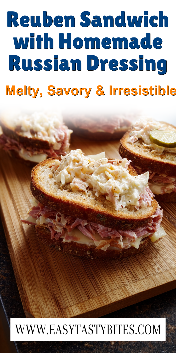 Reuben Sandwich with Homemade Russian Dressing served warm with cozy spices