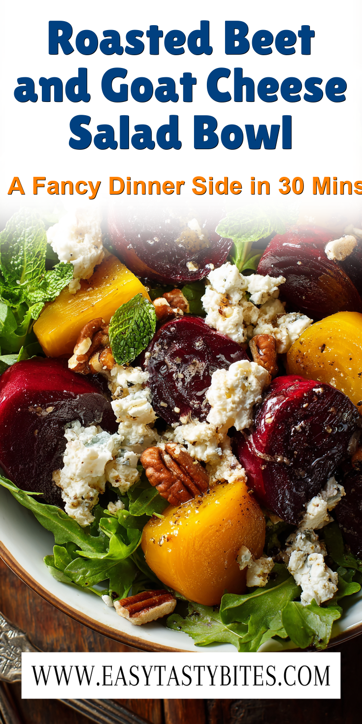 Roasted Beet and Goat Cheese Salad Bowl served warm with cozy spices