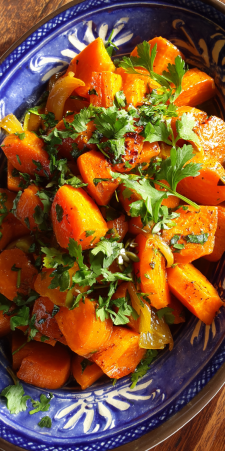 Roasted Carrot and Ginger Spring Soup served warm with cozy spices