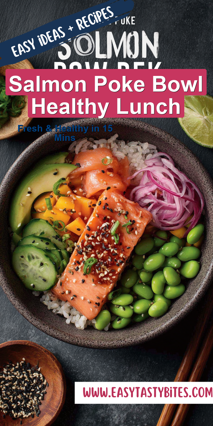 Salmon Poke Bowl Healthy Lunch served warm with cozy spices