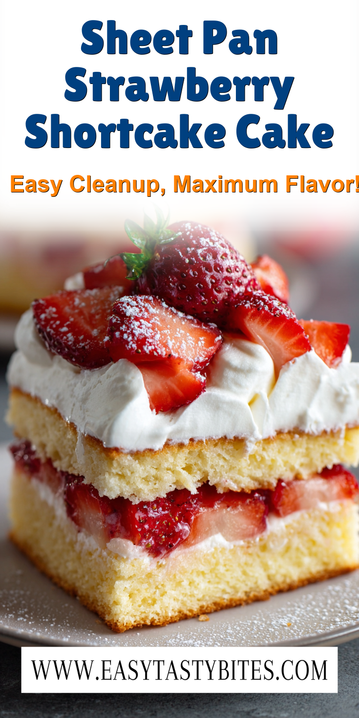 Sheet Pan Strawberry Shortcake Cake served warm with cozy spices