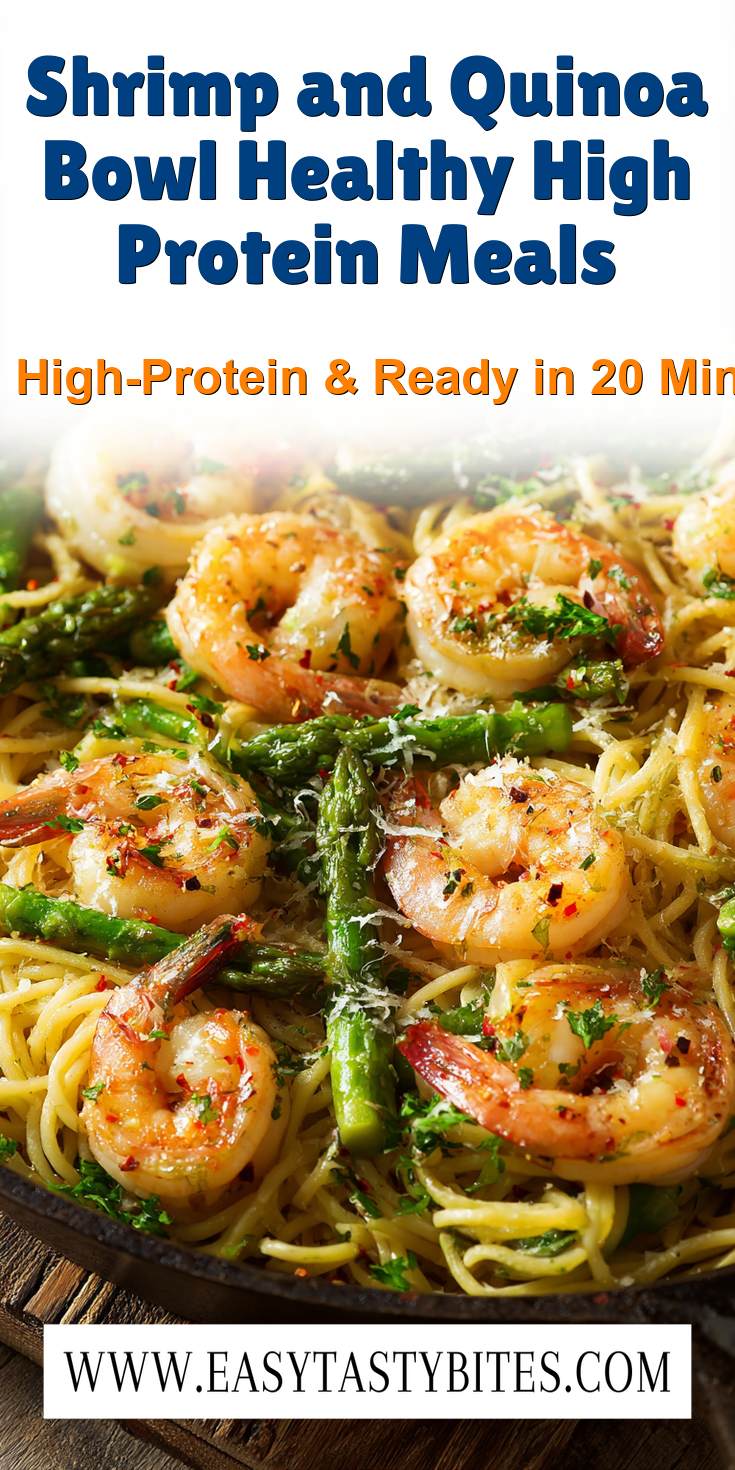 Shrimp and Quinoa Bowl Healthy High Protein Meals served warm with cozy spices