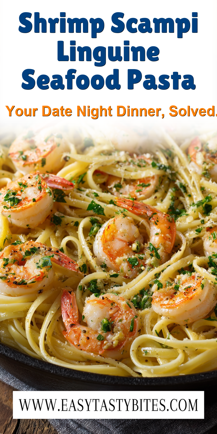 Shrimp Scampi Linguine Seafood Pasta served warm with cozy spices