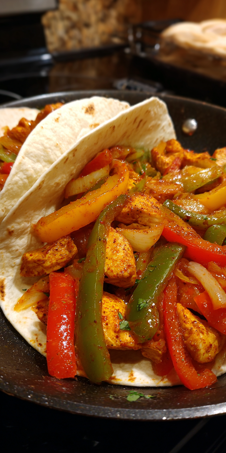 Simple and Quick Chicken Fajitas served warm with cozy spices
