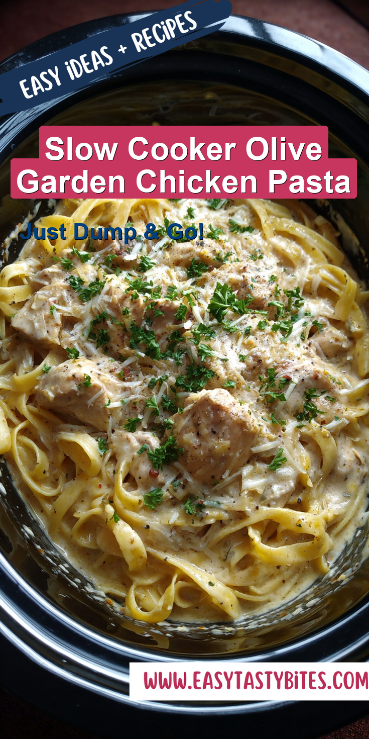 Slow Cooker Olive Garden Chicken Pasta served warm with cozy spices