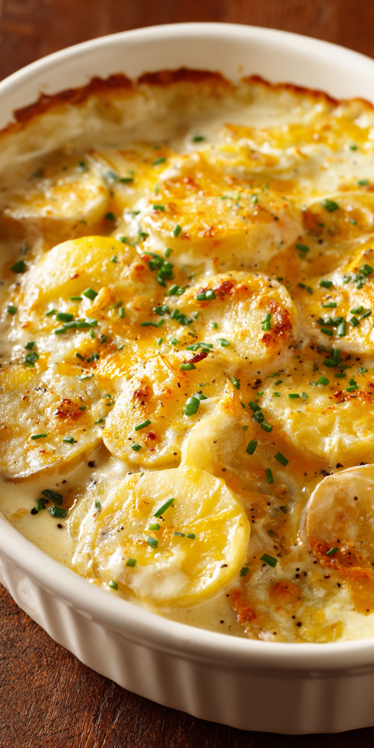 Slow Cooker Scalloped Potatoes Easy served warm with cozy spices