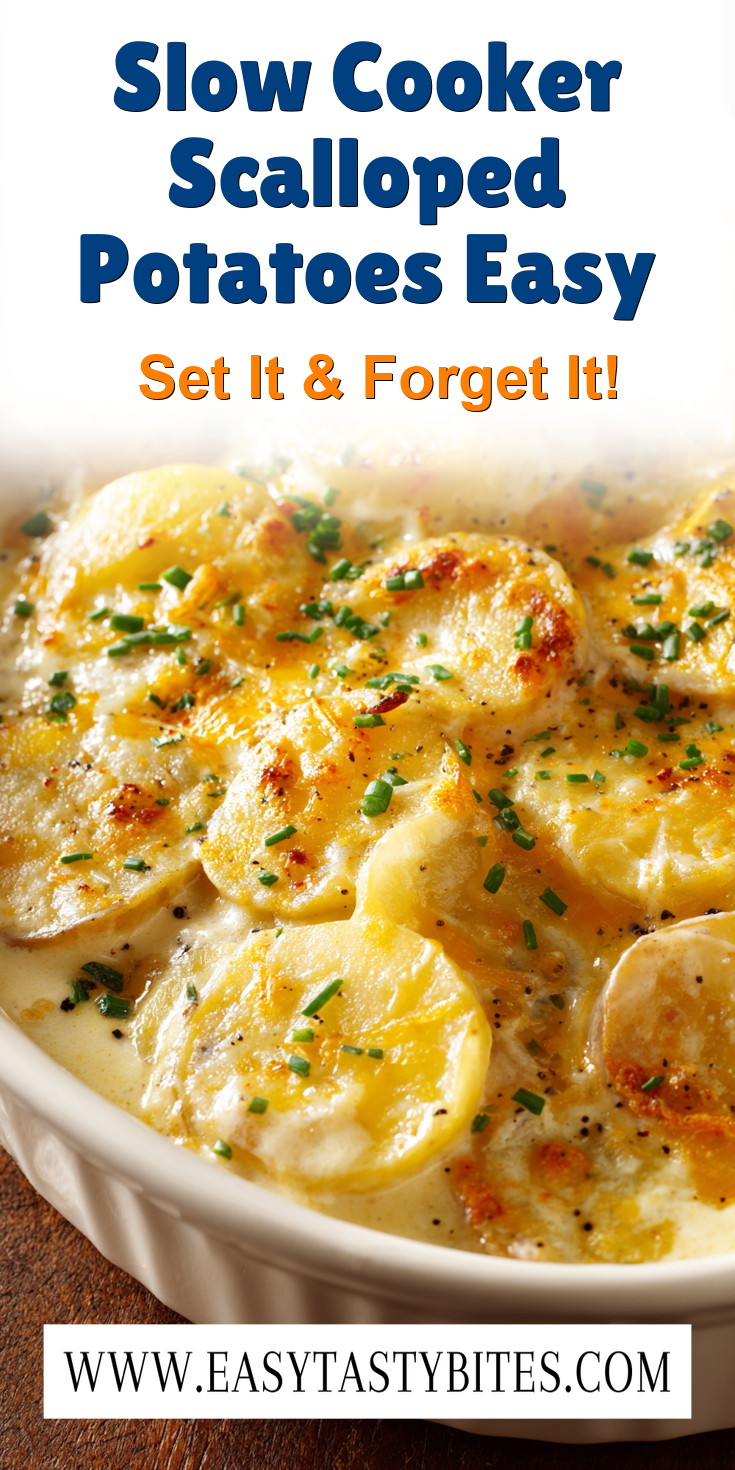 Slow Cooker Scalloped Potatoes Easy served warm with cozy spices