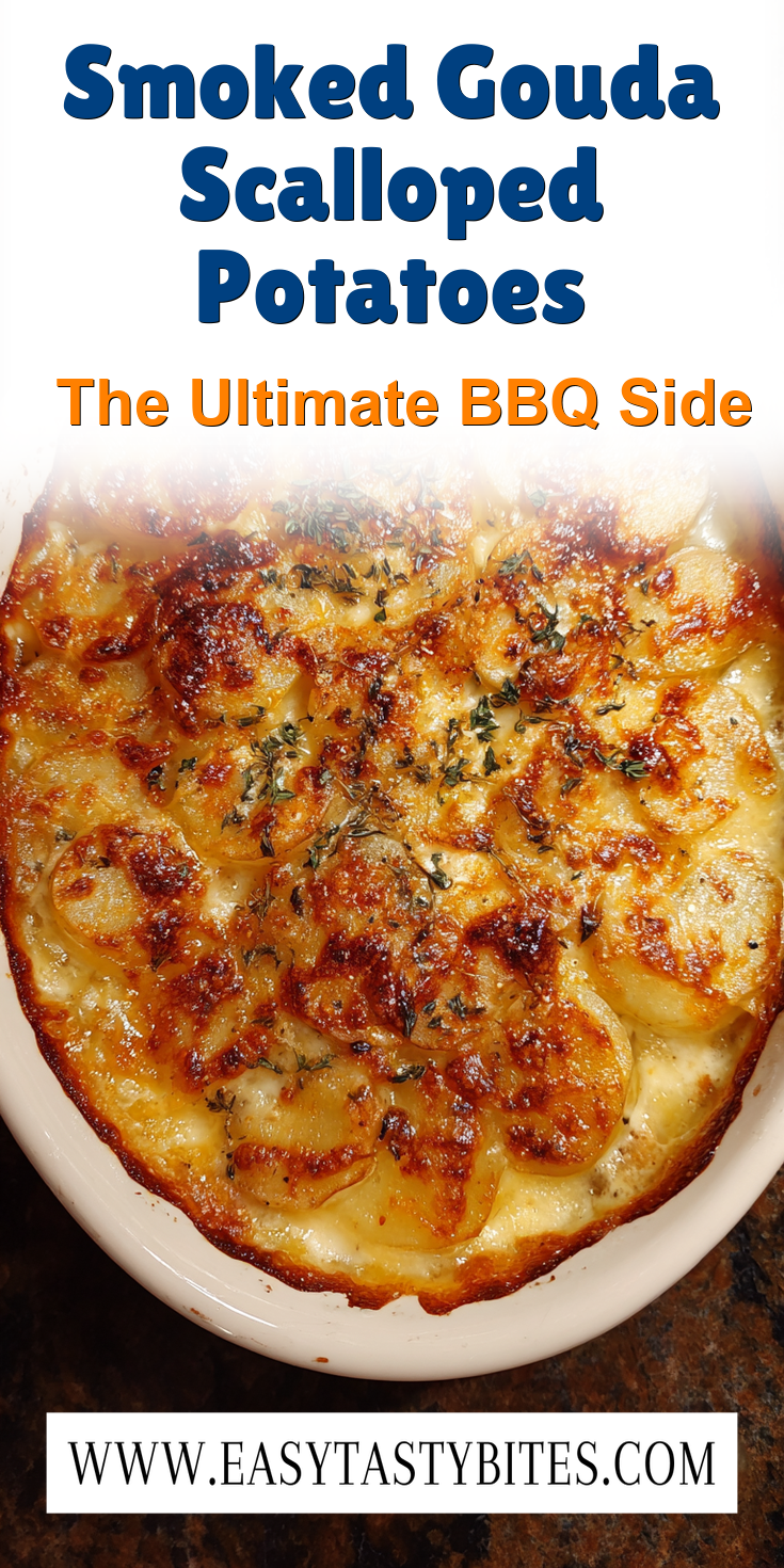 Smoked Gouda Scalloped Potatoes served warm with cozy spices