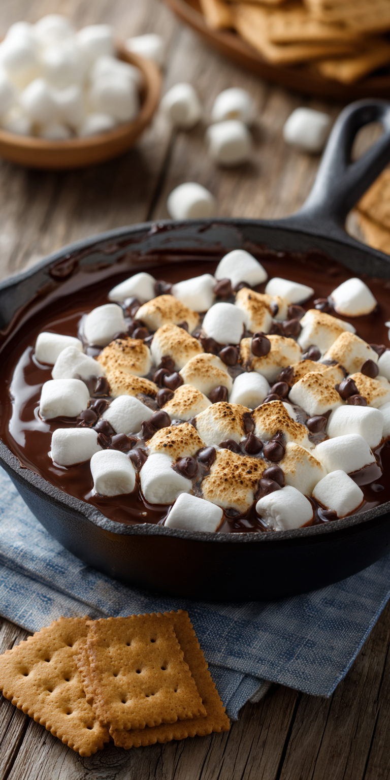 Smores Dip Skillet Dessert served warm with cozy spices