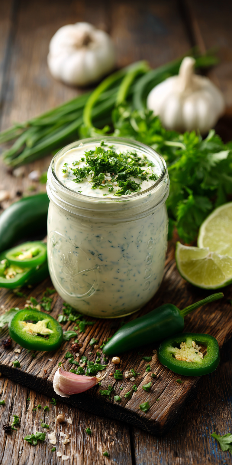 Spicy Jalapeno Ranch Dressing served warm with cozy spices