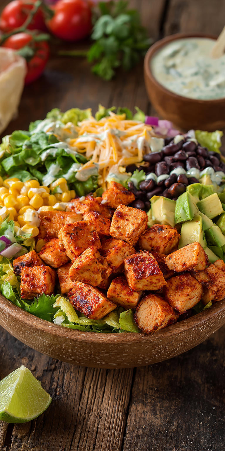 Spicy Southwest Chicken Salad Bowl served warm with gentle spices and a cozy aroma