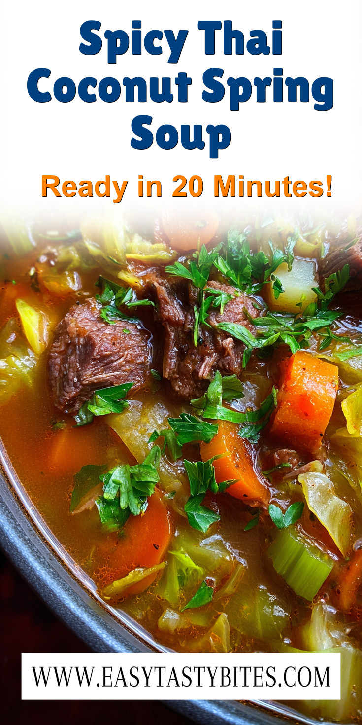 Spicy Thai Coconut Spring Soup served warm with cozy spices