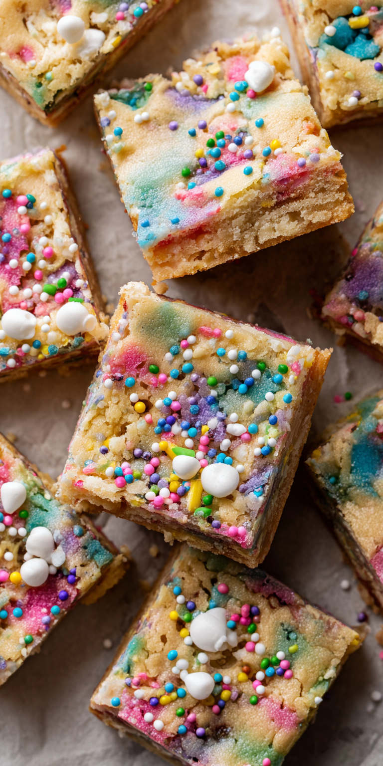 Spring Confetti Blondie Bars served warm with cozy spices