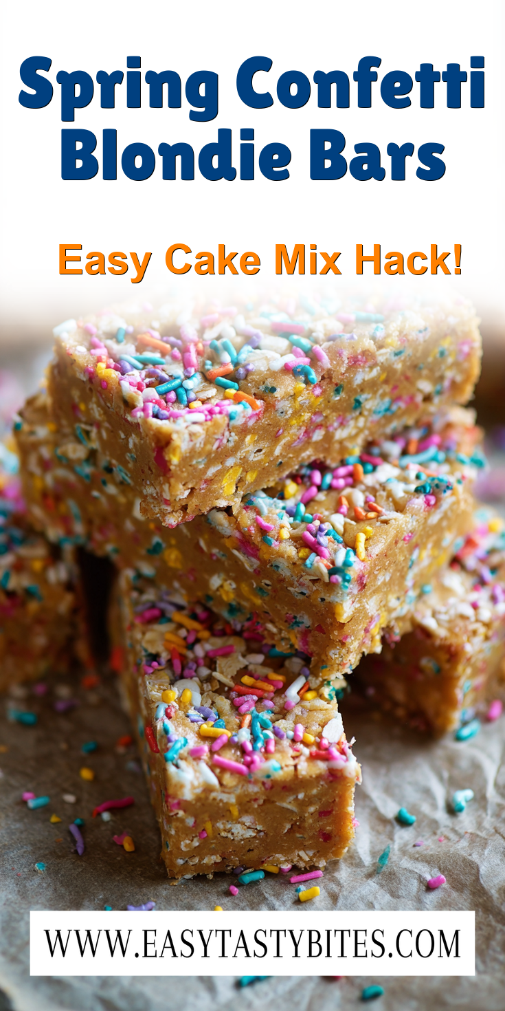 Spring Confetti Blondie Bars served warm with cozy spices