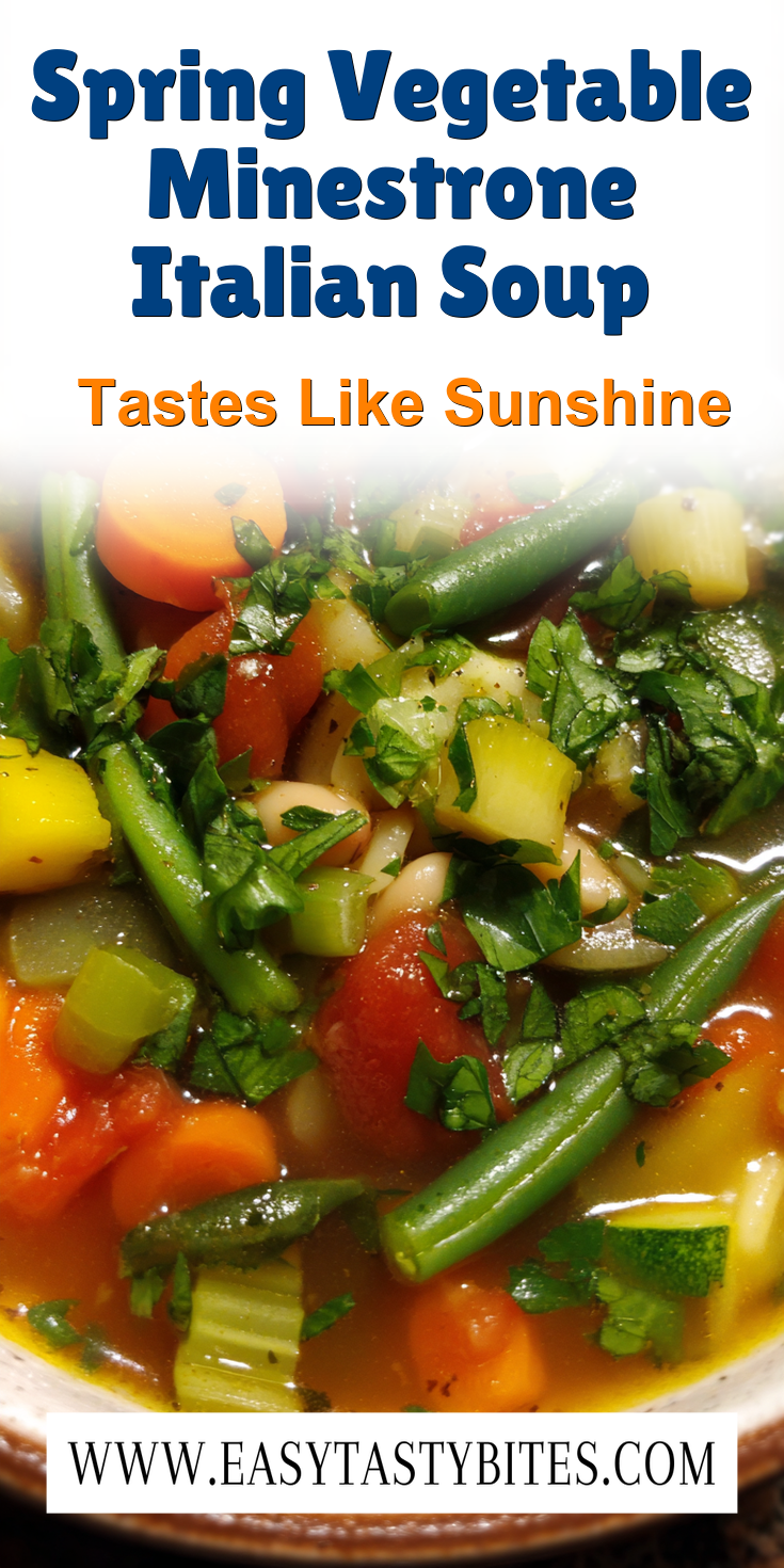 Spring Vegetable Minestrone Italian Soup served warm with cozy spices