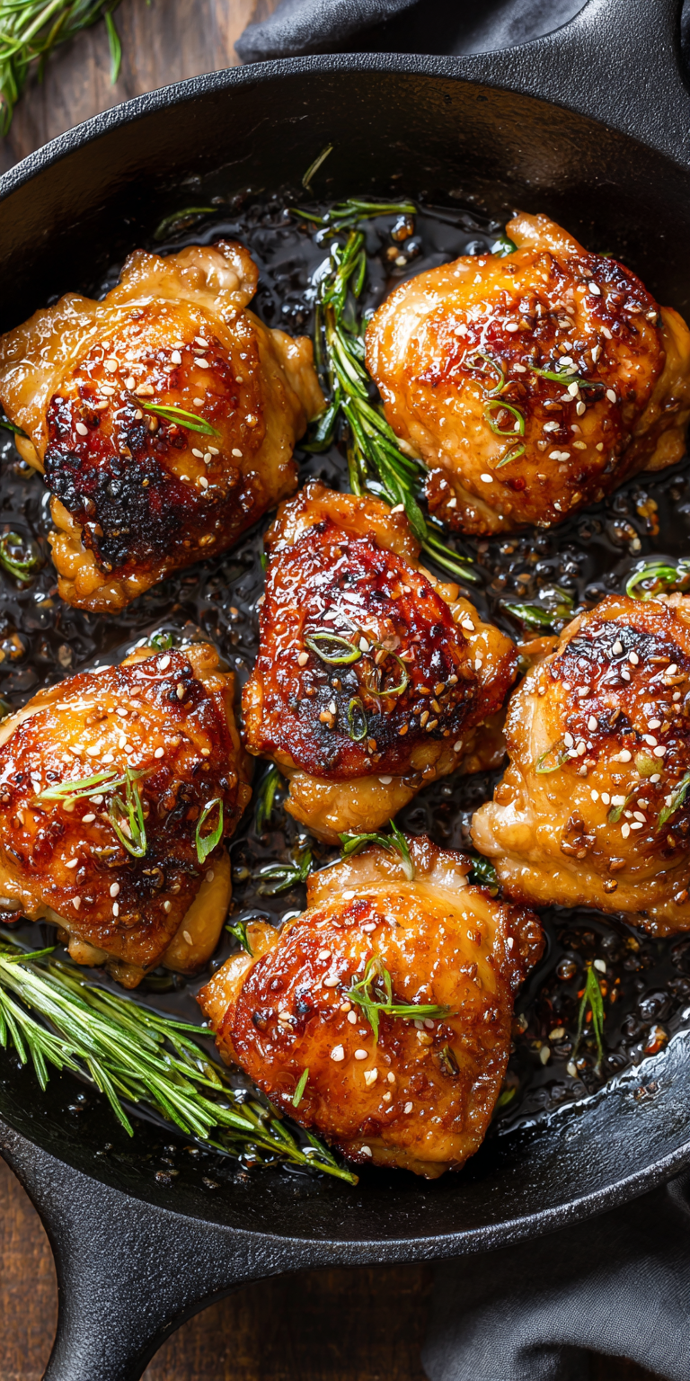 Sticky Honey Garlic Chicken Thighs served warm with cozy spices