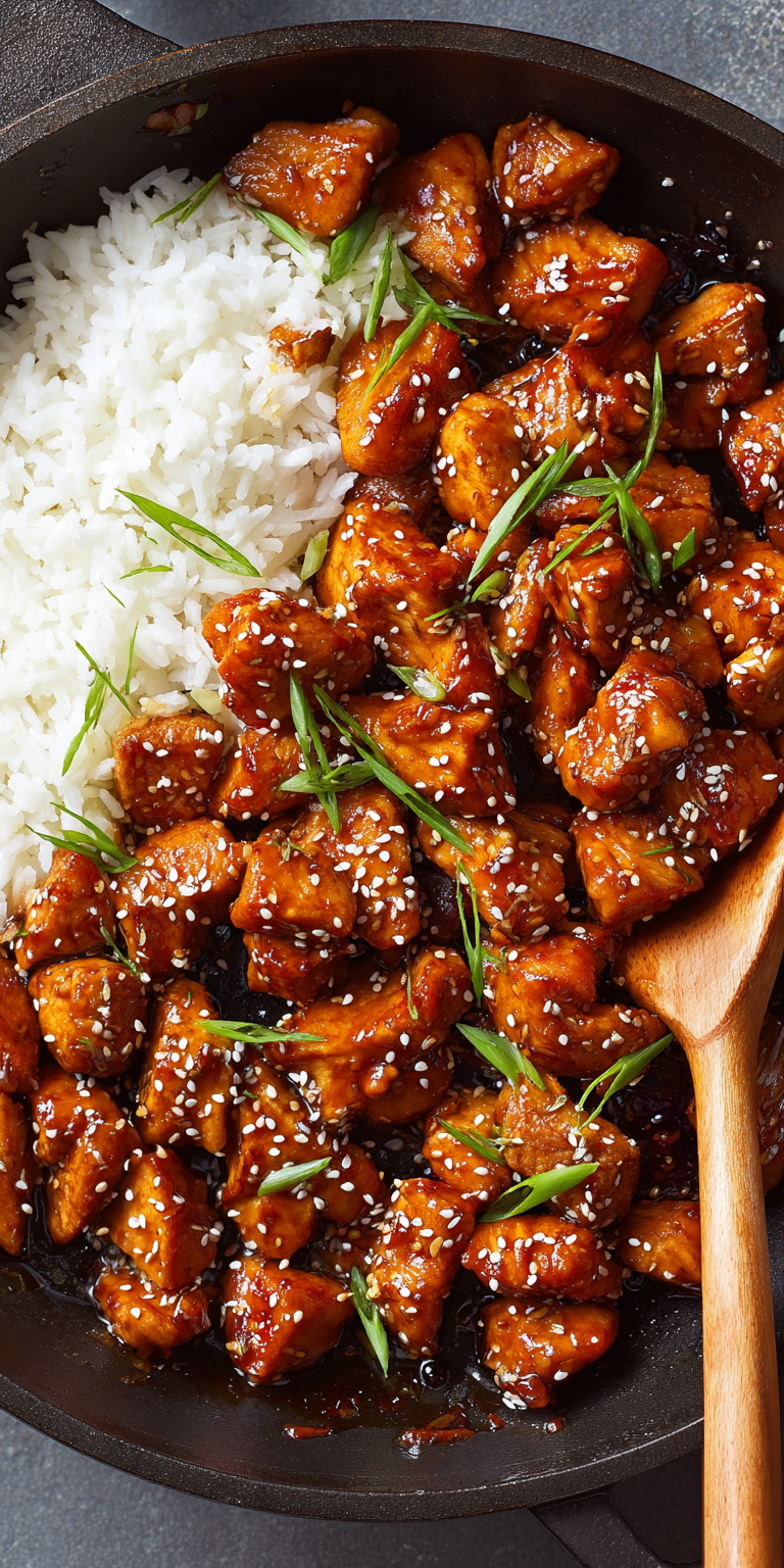 Sticky Sesame Chicken Simple and Quick served warm with cozy spices