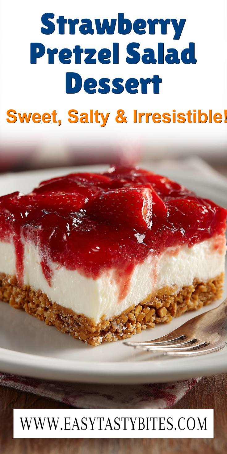 Strawberry Pretzel Salad Dessert served warm with cozy spices