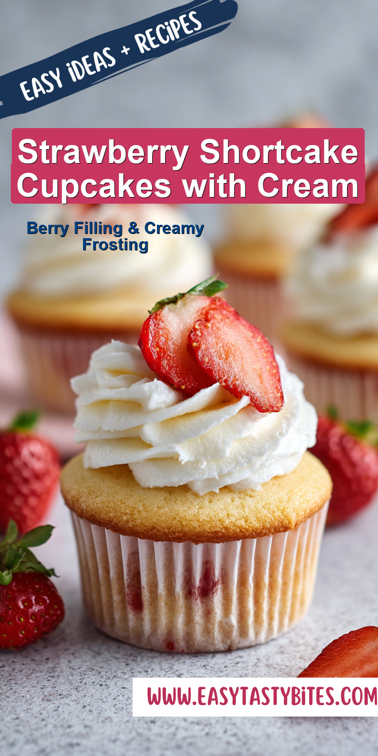 Strawberry Shortcake Cupcakes with Cream served warm with cozy spices