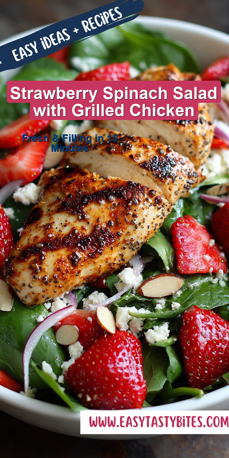 Strawberry Spinach Salad with Grilled Chicken served warm with cozy spices