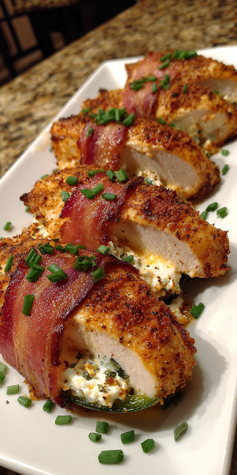 Stuffed Jalapeno Popper Chicken Breast served warm with cozy spices
