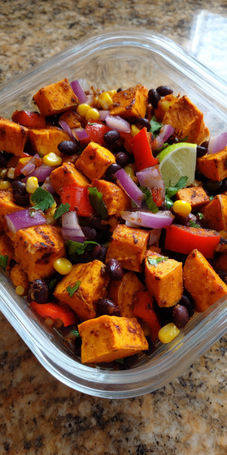 Sweet Potato Black Bean Healthy Meal Prep served warm with cozy spices