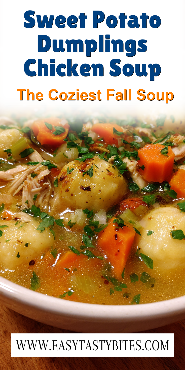 Sweet Potato Dumplings Chicken Soup served warm with cozy spices