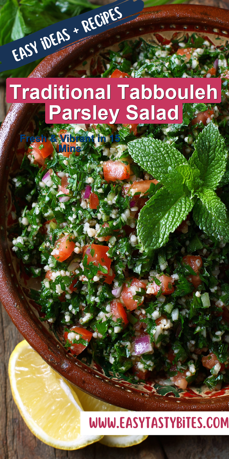 Traditional Tabbouleh Parsley Salad served warm with gentle spices and a cozy aroma