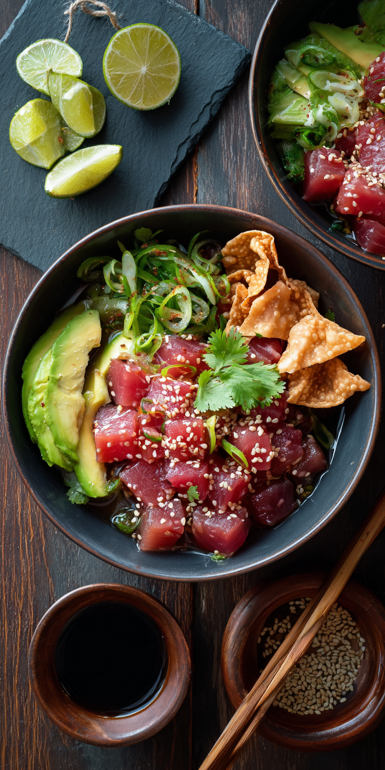 Tuna Tartare Raw Seafood Dishes served warm with cozy spices