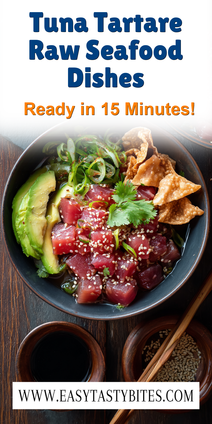 Tuna Tartare Raw Seafood Dishes served warm with cozy spices