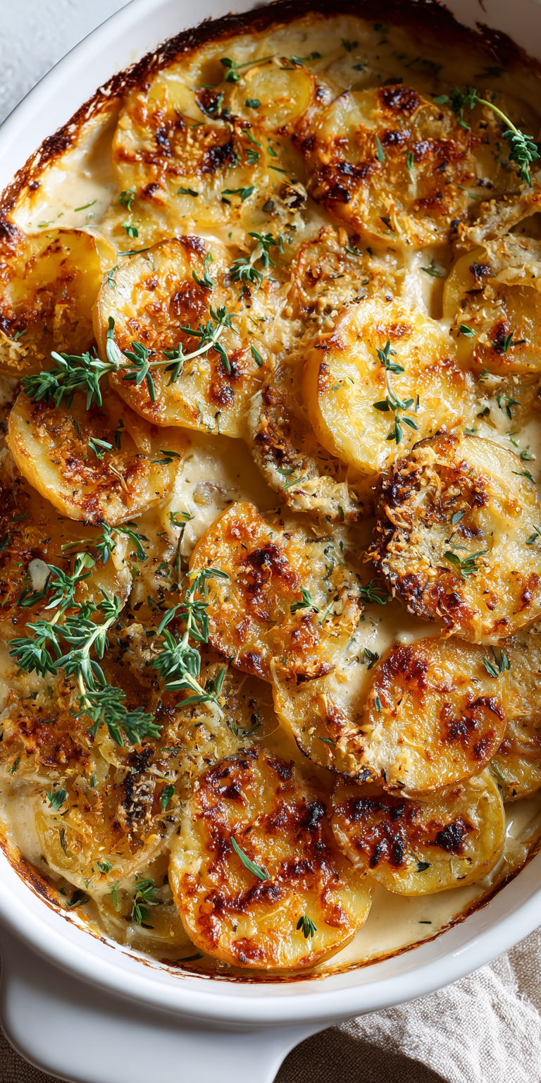 Vegan Dairy Free Scalloped Potatoes served warm with cozy spices