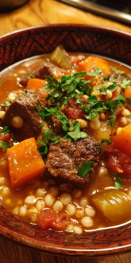 Venison Barley Soup Stew Recipes served warm with cozy spices