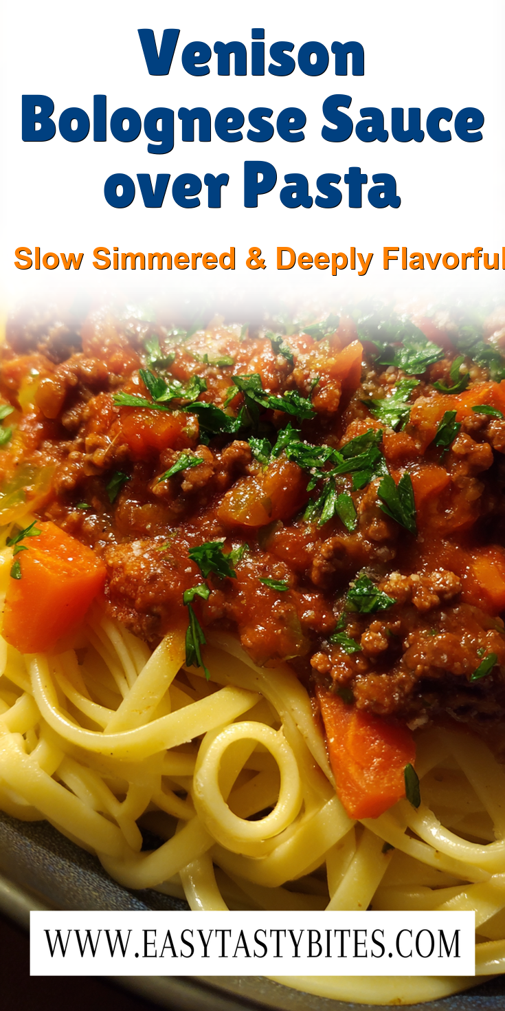 Venison Bolognese Sauce over Pasta served warm with cozy spices