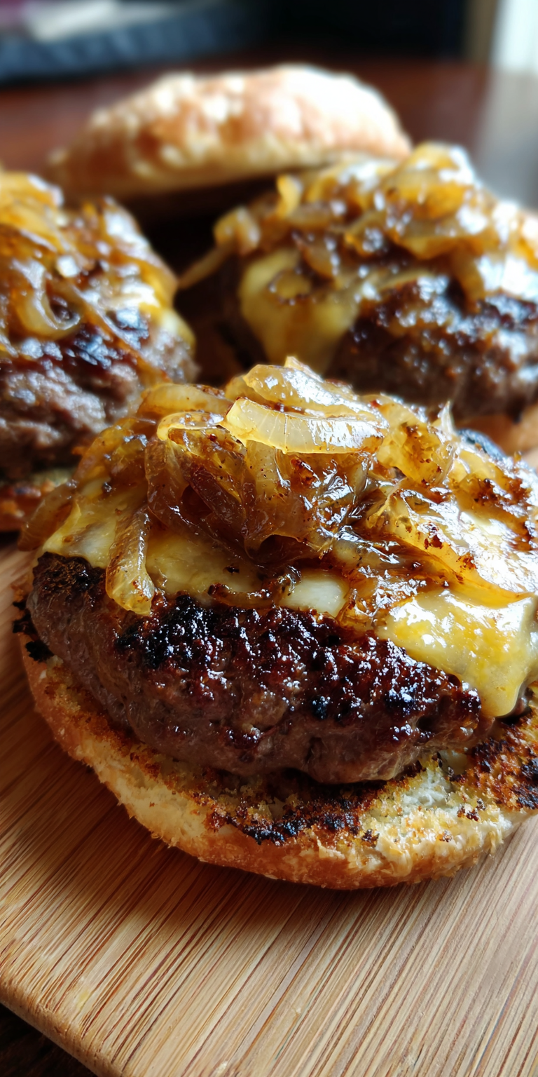 Venison Burgers with Caramelized Onions served warm with cozy spices