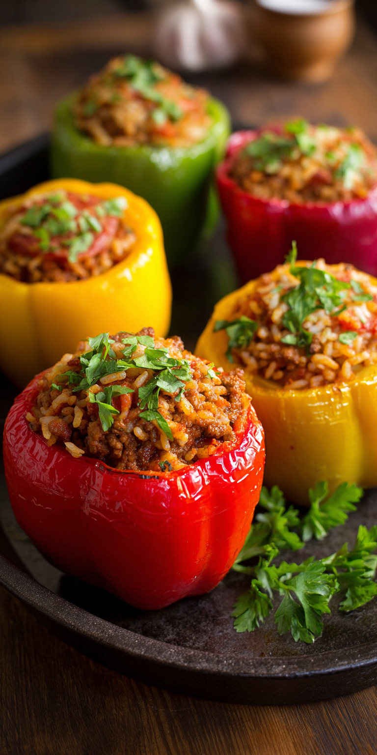 Venison Stuffed Bell Peppers served warm with cozy spices