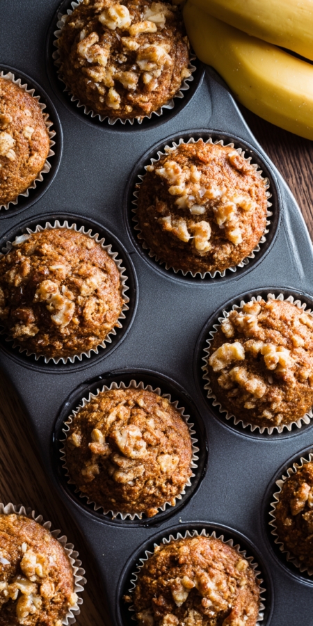 Whole Wheat Healthy Banana Muffins served warm with cozy spices