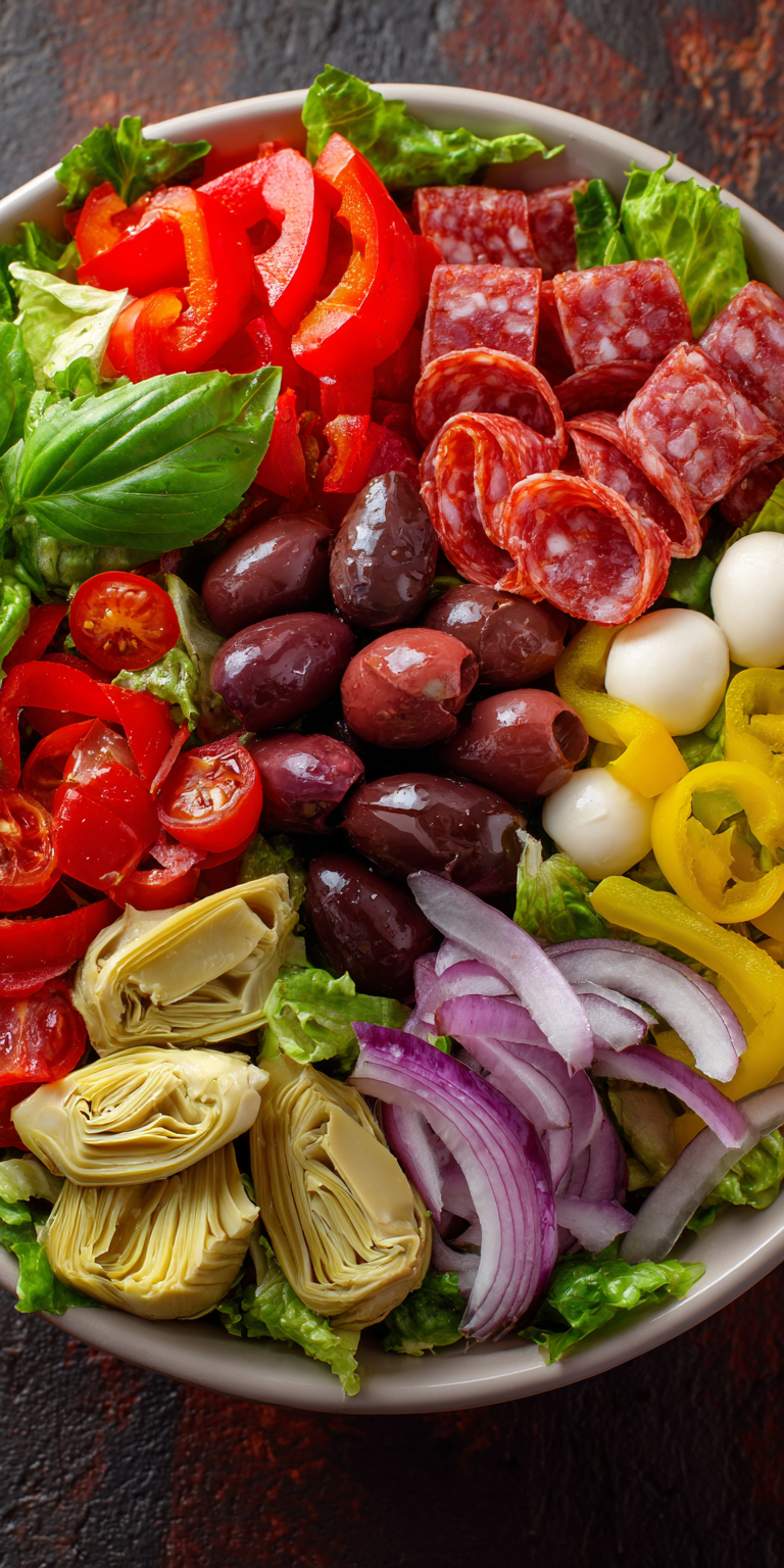 Antipasto Italian Salad Bowl served warm with gentle spices and a cozy aroma