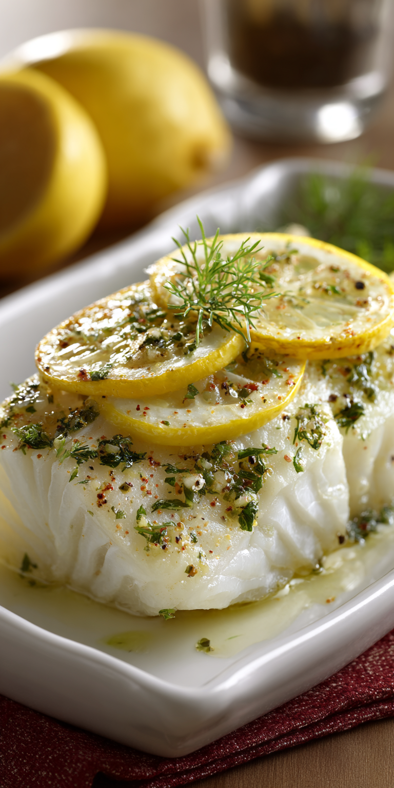 Baked Cod with Lemon High Protein Dinner served warm with cozy spices