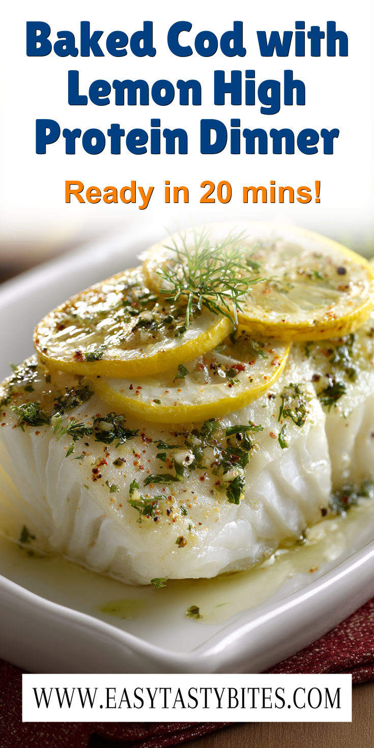 Baked Cod with Lemon High Protein Dinner served warm with gentle spices and a cozy aroma