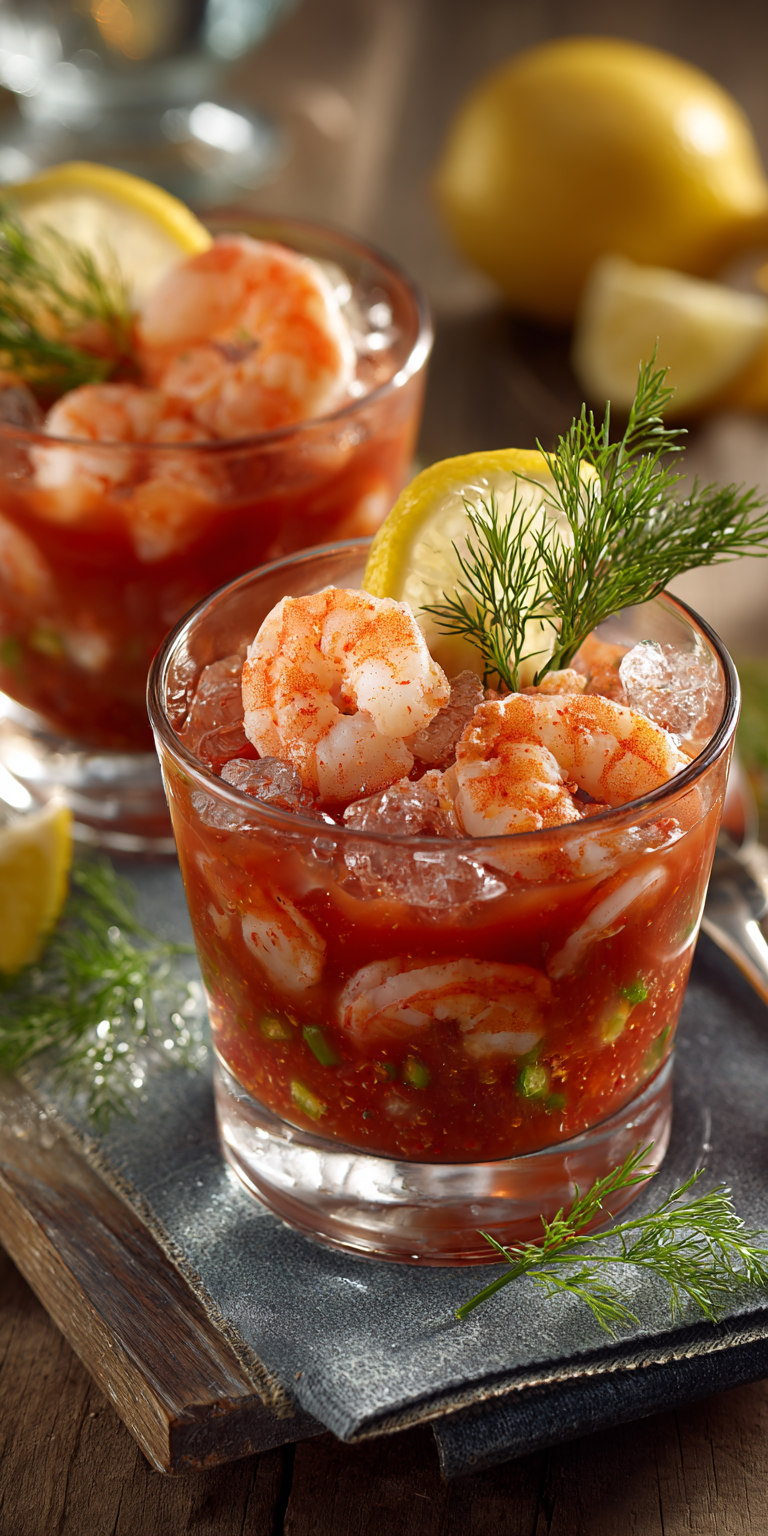 Bloody Mary Shrimp Cocktail Seafood served warm with cozy spices